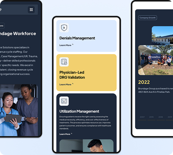 Mobile website design by Prime Commercefor Brundage Group. Medical web design work